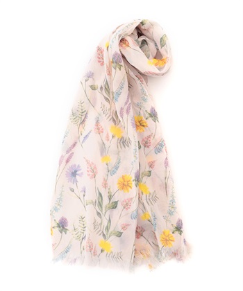オーガニックコットン花柄ストール(アイボリー-フリー)
