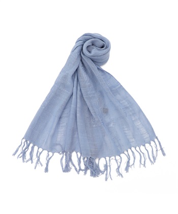 刺繍ストール(ブルー-フリー)