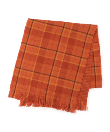 チェックストール(オレンジ-フリー)