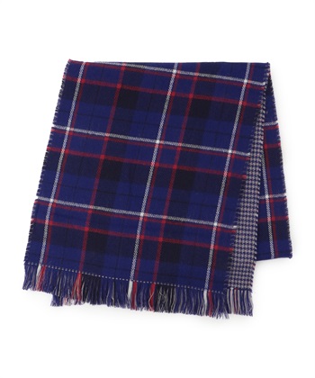 チェックストール(ブルー-フリー)