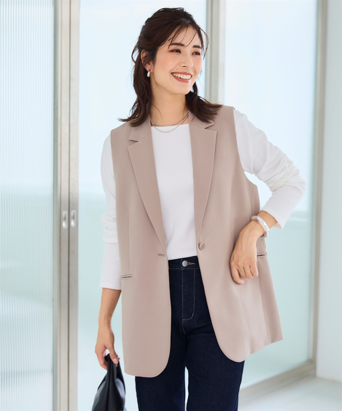 CROSS FUNCTION 《洗える・ストレッチ》正解 ダブルクロステーラードジレ【CF/クロスファンクション】_main