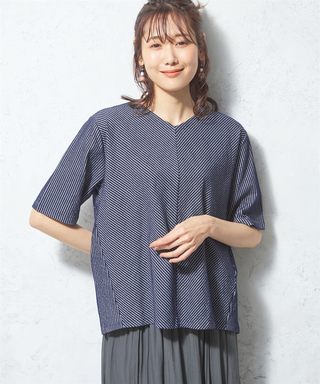 Petit Honfleur サッカーストライプハーフスリーブブラウス_variation_3