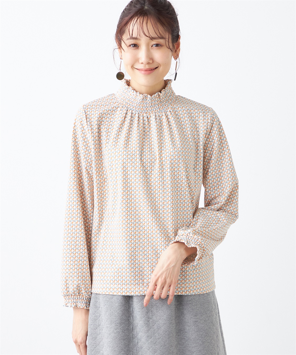 Petit Honfleur フリル衿プリントプルオーバー_main