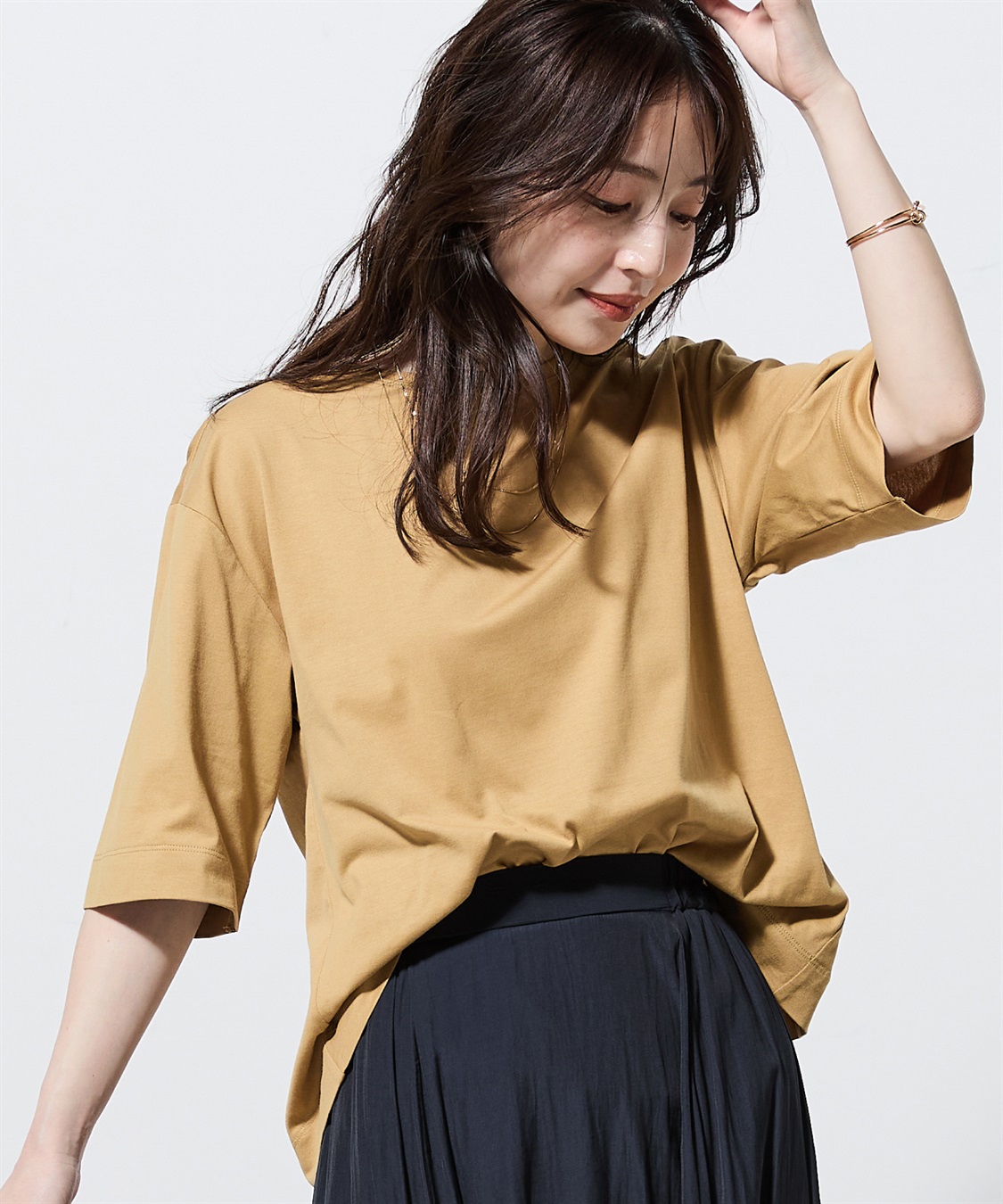 Petit Honfleur 【汗じみ防止・UVカット・冷感】バックタックTシャツ_main