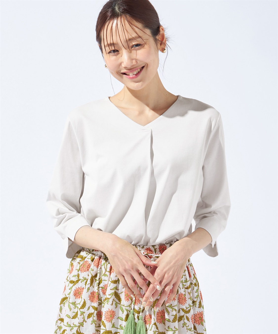 Petit Honfleur 【汗じみ防止・UVカット・冷感】フロントタックTシャツ_main