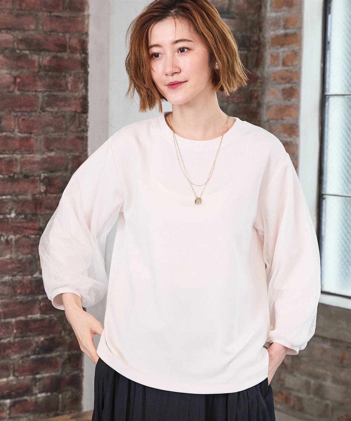 Petit Honfleur チュールスリーブプルオーバー_main