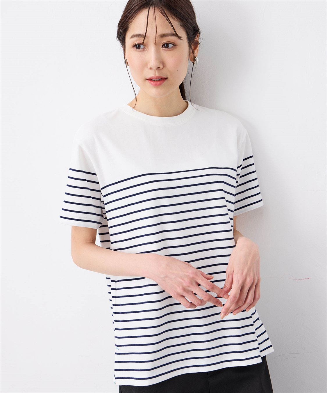 Petit Honfleur 【UVカット】【接触冷感】パネルボーダーTシャツ_variation_1