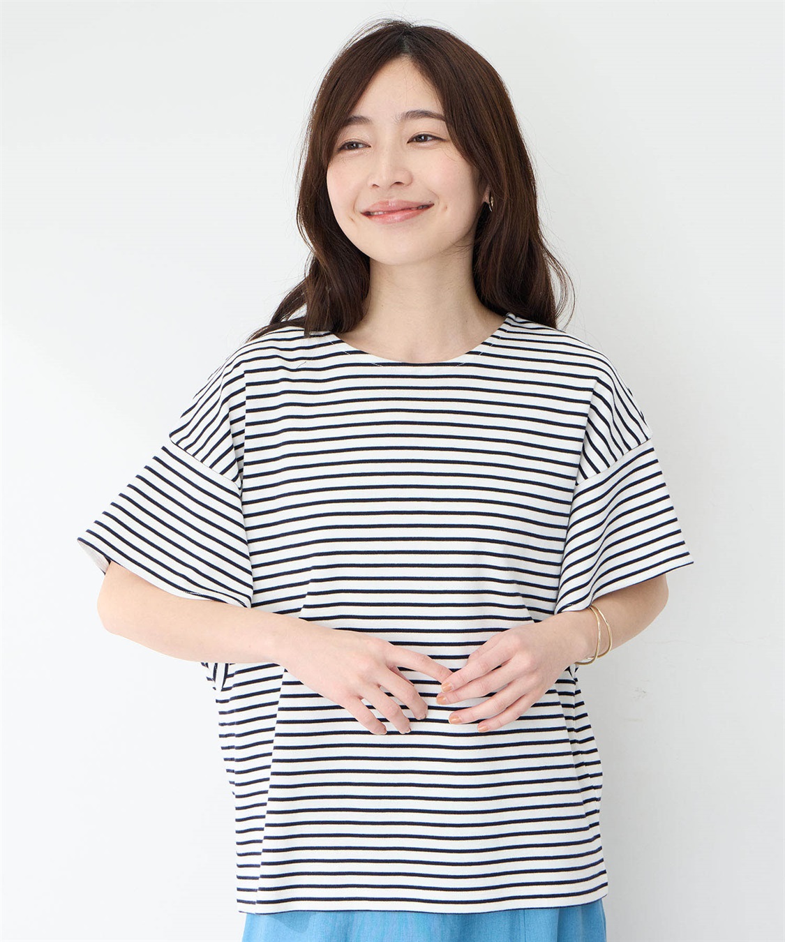 Petit Honfleur フリルスリーブボーダーTシャツ_variation_1