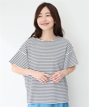 Petit Honfleur フリルスリーブボーダーTシャツ_variationthumb_1