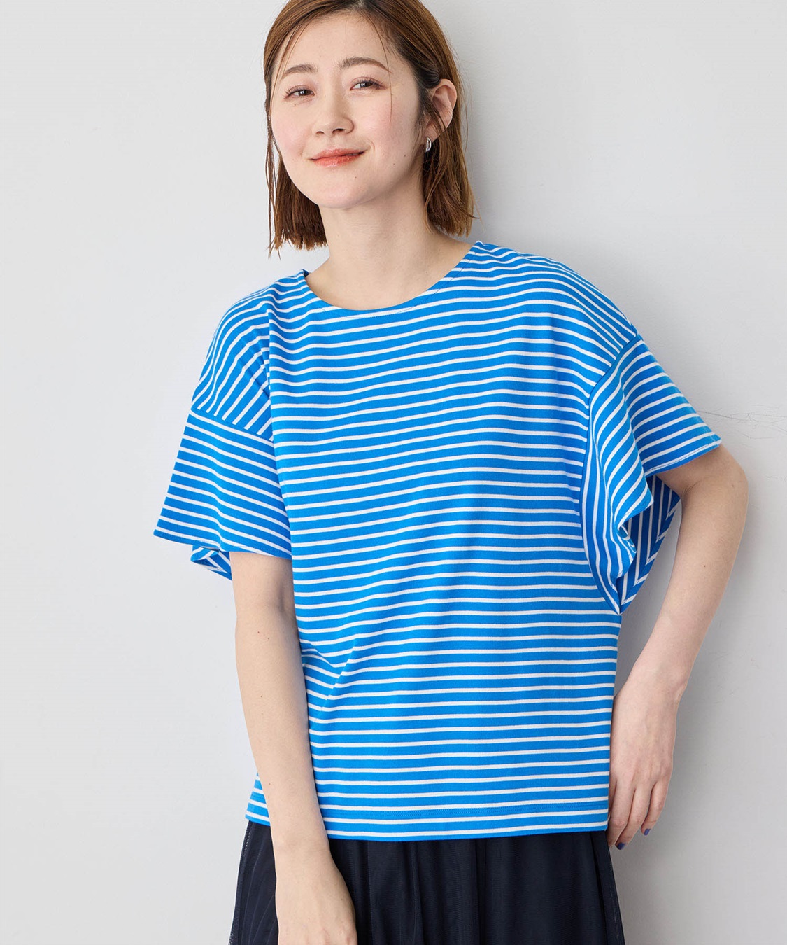 Petit Honfleur フリルスリーブボーダーTシャツ_variation_3