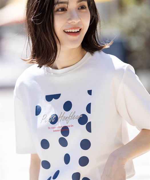UVカット】【接触冷感】ドットプリントTシャツ Petit Honfleur｜クロス