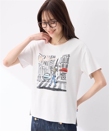 【冷感】プリントTシャツ風景(グレー-M)