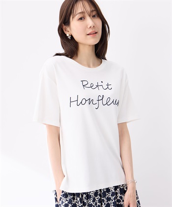 【冷感】【UVカット】チェーンステッチロゴTシャツ(ホワイト-M)