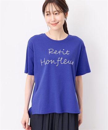 【冷感】【UVカット】チェーンステッチロゴTシャツ(ブルー-M)