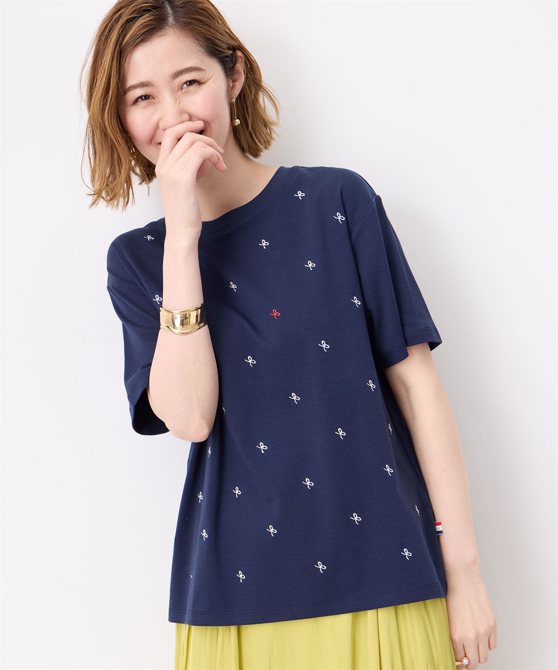Petit Honfleur 【冷感】【UVカット】リボン刺繍Tシャツ_main