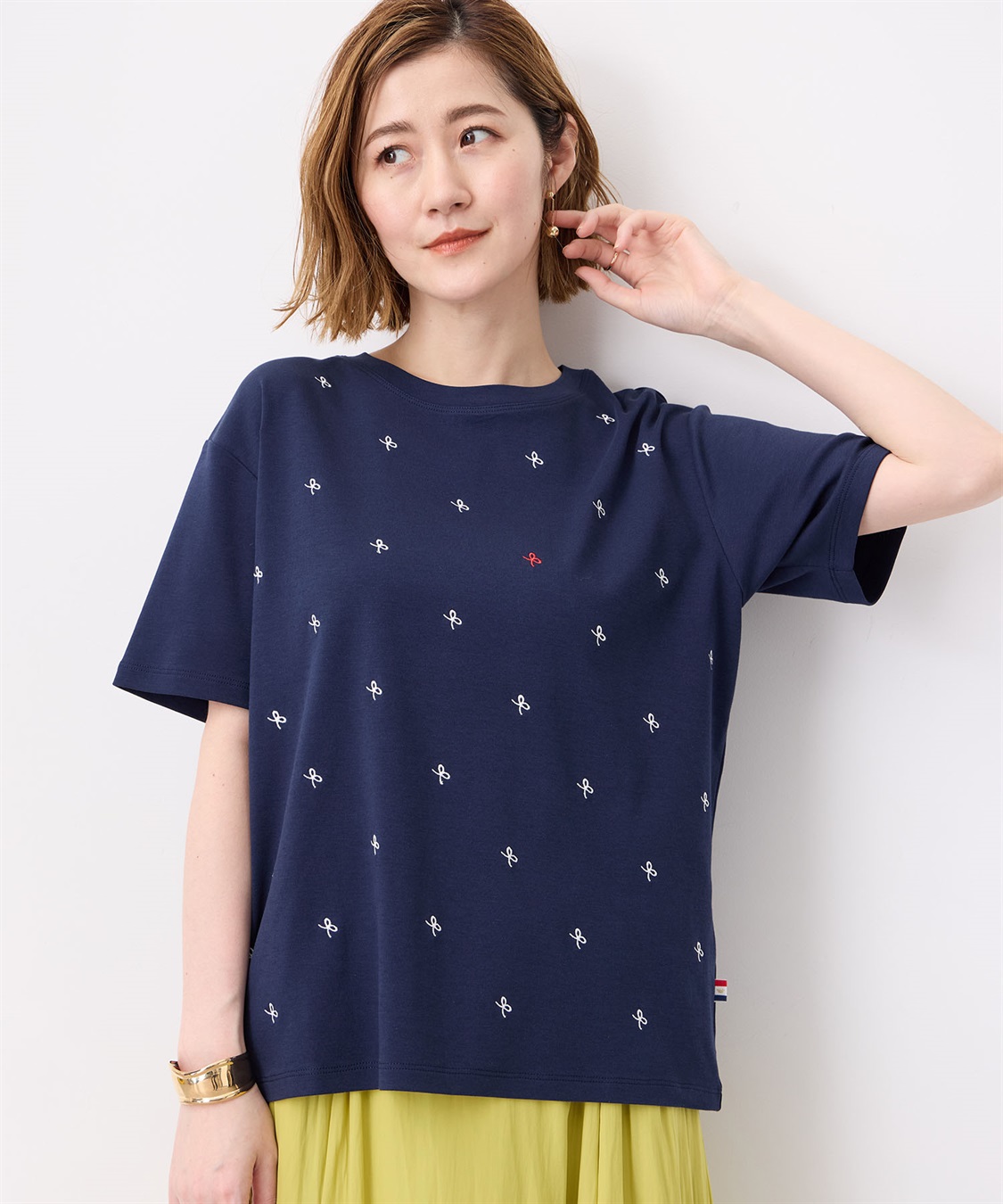 Petit Honfleur 【冷感】【UVカット】リボン刺繍Tシャツ_variation_2