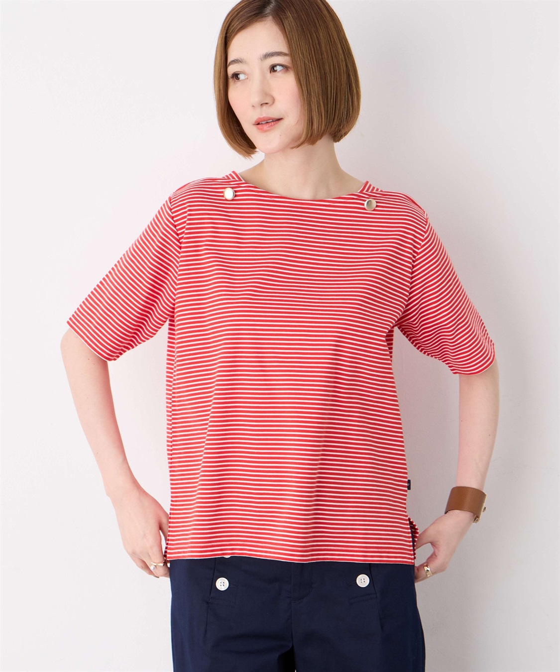 Petit Honfleur 【冷感】ボタンボーダープルオーバー_variation_1