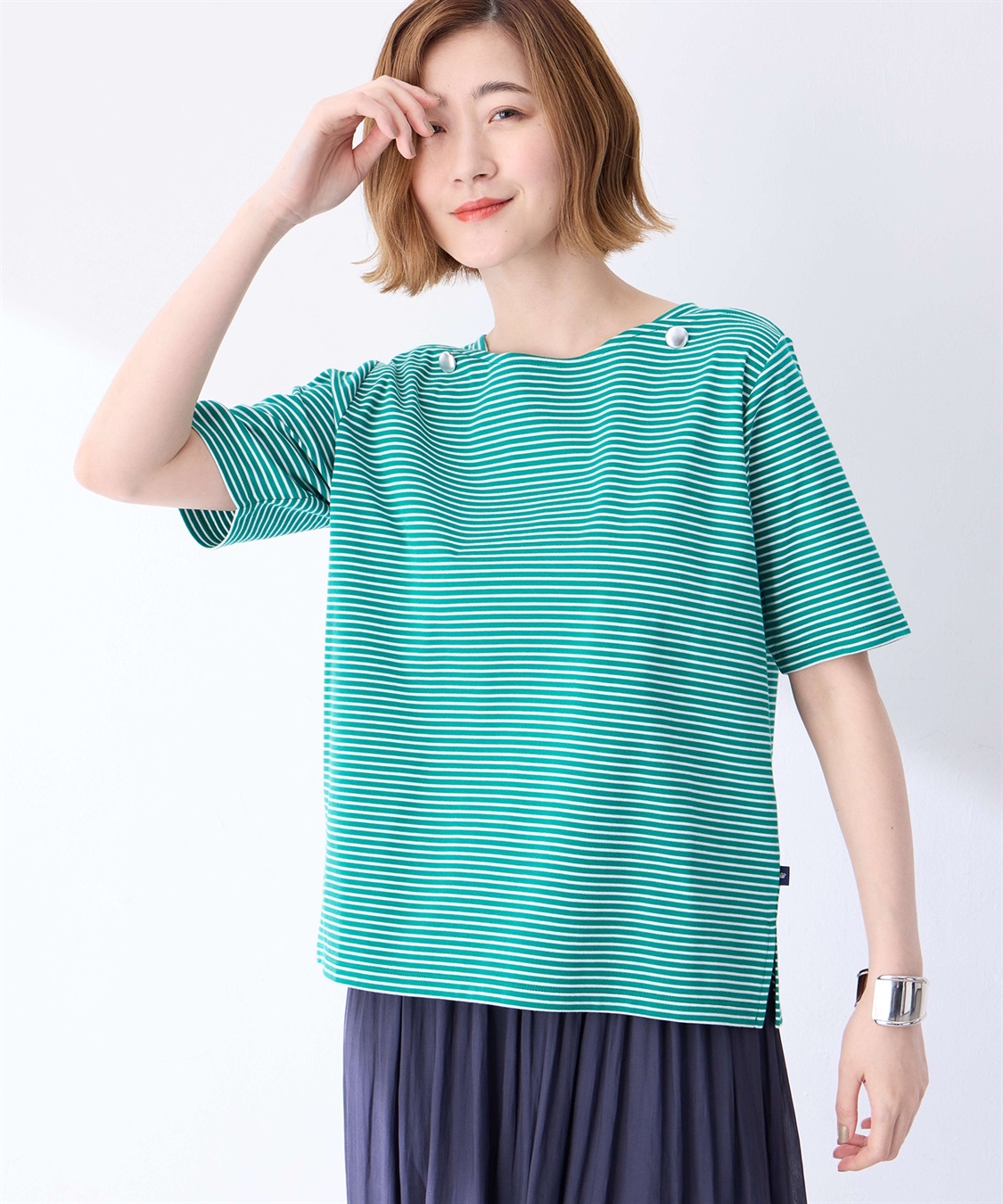 Petit Honfleur 【冷感】ボタンボーダープルオーバー_variation_2