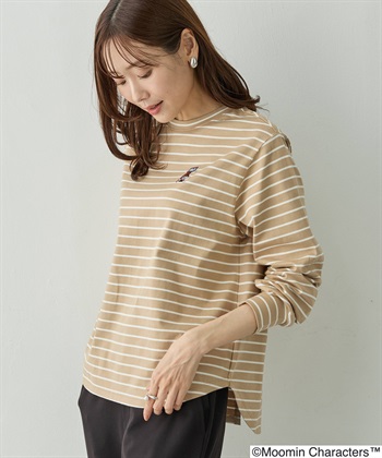 【ムーミン】ミイワッペン刺しゅうロンT(ベージュ-M)