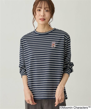 【ムーミン】ミイワッペン刺しゅうロンT(ネイビー-M)