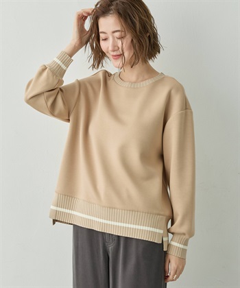 リブニットドッキングプルオーバー(ベージュ-M)