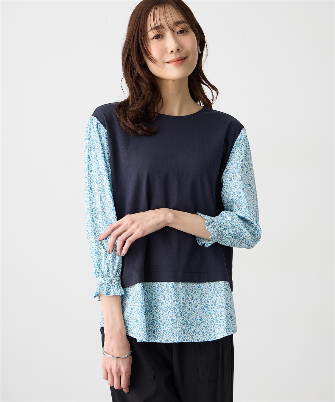 Petit Honfleur 【Liberty】リバティレイヤード風プルオーバー【オーガニックコットン・UVカット・接触冷感】_main