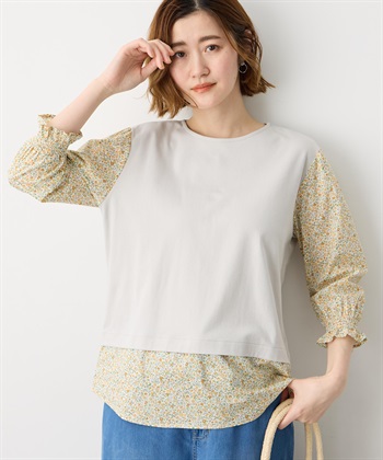 Petit Honfleur 【Liberty】リバティレイヤード風プルオーバー【オーガニックコットン・UVカット・接触冷感】_variationthumb_1