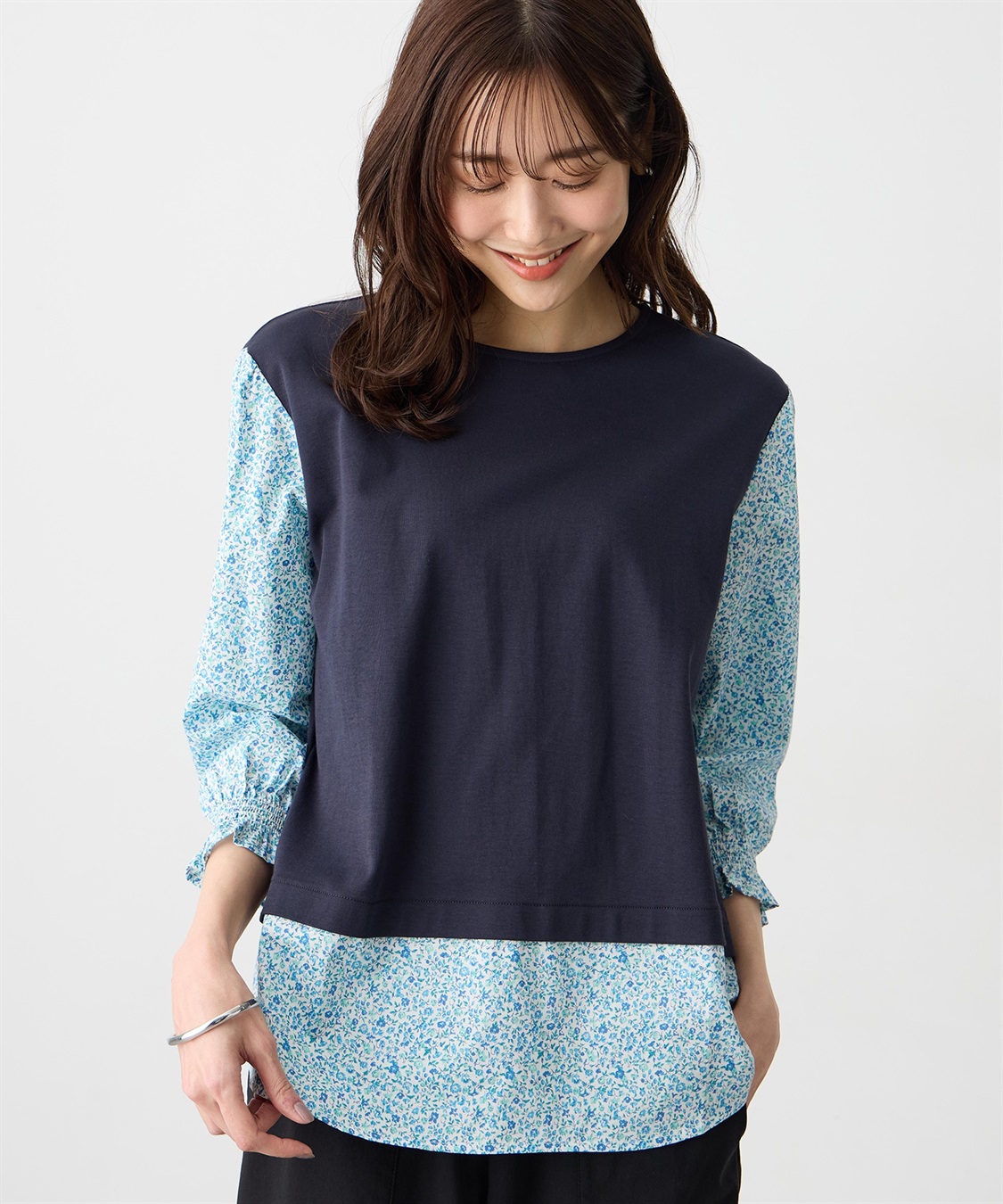 Petit Honfleur 【Liberty】リバティレイヤード風プルオーバー【オーガニックコットン・UVカット・接触冷感】_variation_2