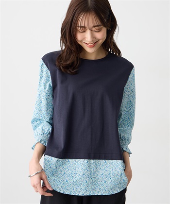 Petit Honfleur 【Liberty】リバティレイヤード風プルオーバー【オーガニックコットン・UVカット・接触冷感】_variationthumb_2