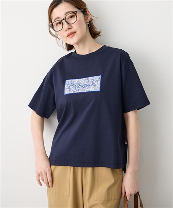 Petit Honfleur 【Liberty】リバティプリントロゴ刺しゅうTシャツ【オーガニックコットンブレンド・UVカット・接触冷感】_variationthumb_2