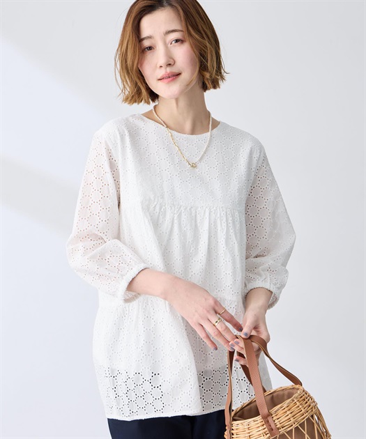 レースティアードチュニックブラウス
