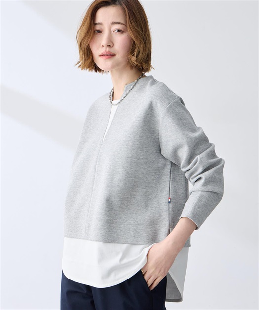 レイヤード風衿スリットプルオーバー