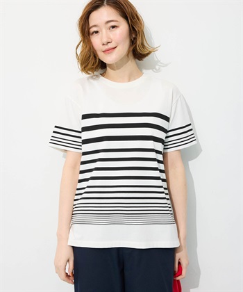 Petit Honfleur オーガニックパネルボーダーTシャツ【オーガニックコットン】【UV CUT・接触冷感】_variationthumb_1