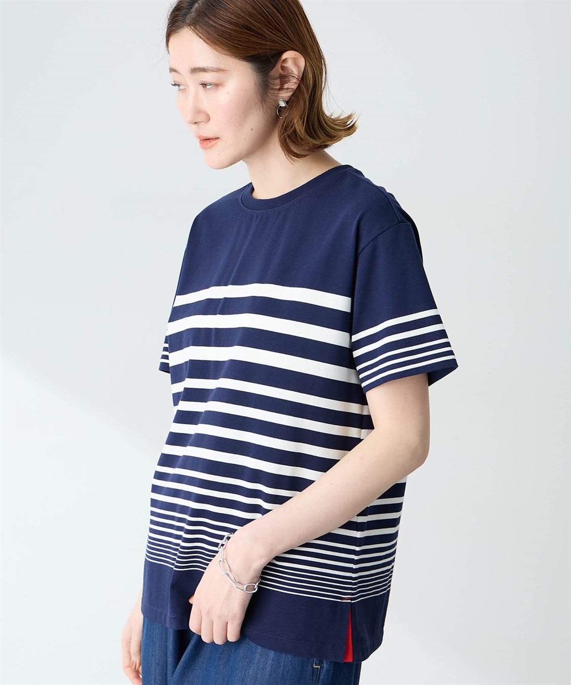 Petit Honfleur オーガニックパネルボーダーTシャツ【オーガニックコットン】【UV CUT・接触冷感】_variation_2
