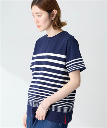 Petit Honfleur オーガニックパネルボーダーTシャツ【オーガニックコットン】【UV CUT・接触冷感】_variationthumb_2