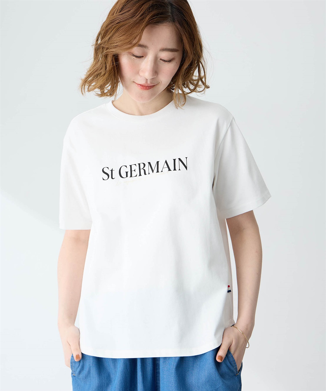 Petit Honfleur ロゴプリントTシャツ【接触冷感・UVカット・オーガニックコットンブレンド】_variation_1