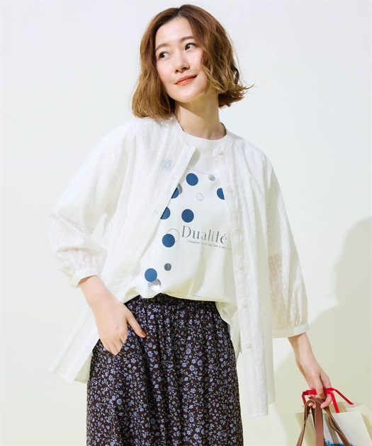 ドットプリントTシャツ【オーガニックコットンブレンド・接触冷感・UVカット】