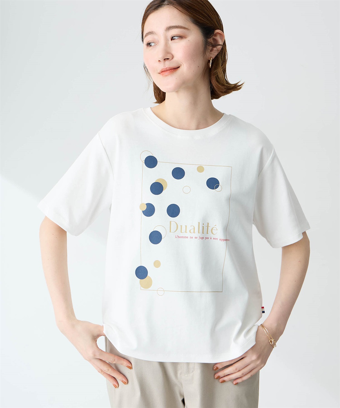 Petit Honfleur ドットプリントTシャツ【オーガニックコットンブレンド・接触冷感・UVカット】_variation_1