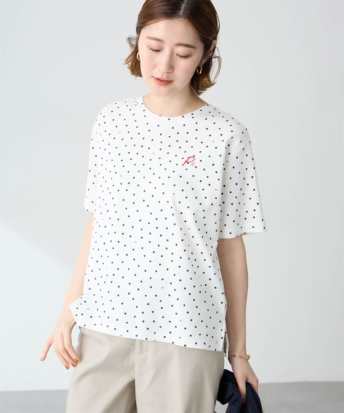 Petit Honfleur ドットプリントTシャツ【オーガニックコットンブレンド・接触冷感・UVカット】_variation_3