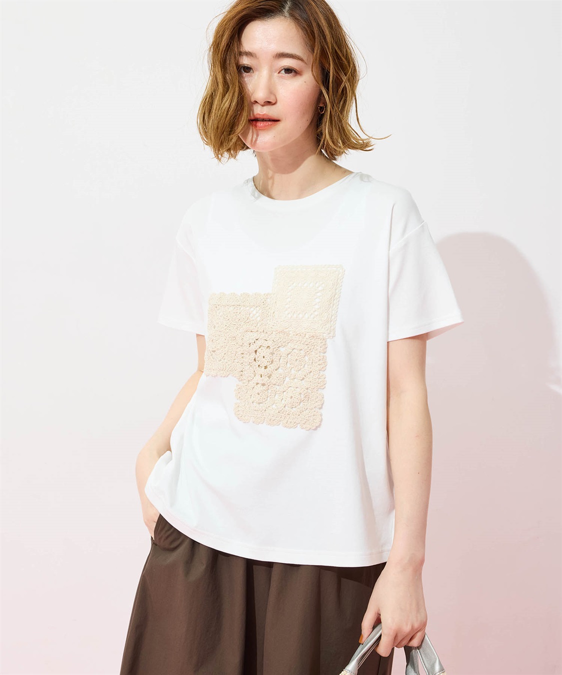 Petit Honfleur モチーフレースTシャツ【オーガニックコットンブレンド・接触冷感・UVカット】_variation_1