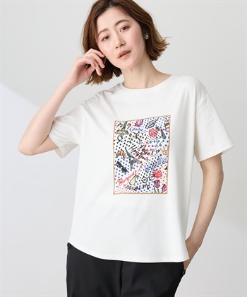 Petit Honfleur 【イラストレーターコラボ】ドットモチーフプリントTシャツ【接触冷感・UVカット・オーガニックコットンブレンド】_variationthumb_1