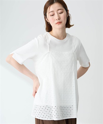 Petit Honfleur キャミ&amp;Tシャツアンサンブル【オーガニックコットンブレンド・接触冷感・UVカット】_variationthumb_1