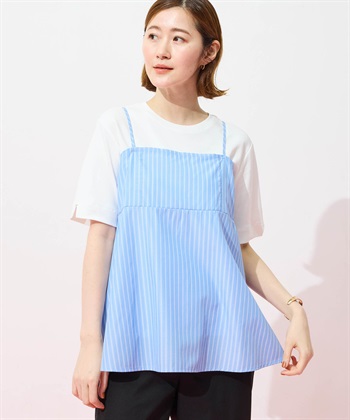 Petit Honfleur キャミ&amp;Tシャツアンサンブル【オーガニックコットンブレンド・接触冷感・UVカット】_variationthumb_2