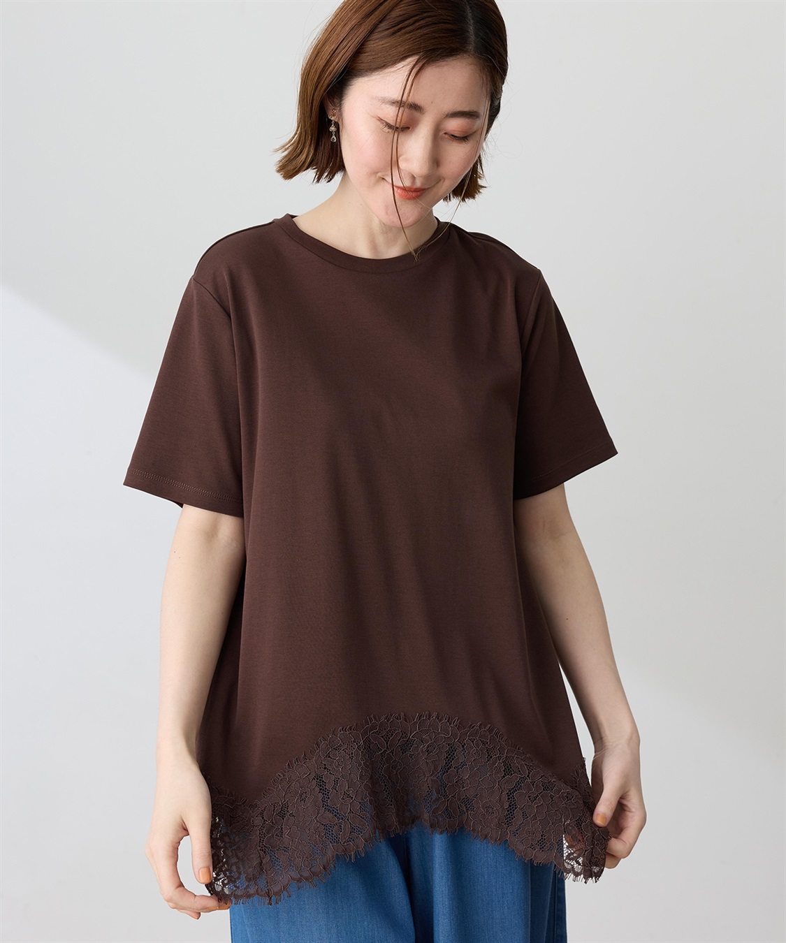 Petit Honfleur 裾レースカットプルオーバー【接触冷感・UVカット・オーガニックコットンブレンド】_main