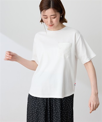 Petit Honfleur 刺しゅうポケットTシャツ【接触冷感・UVカット・オーガニックコットンブレンド】_variationthumb_1