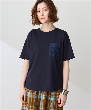 Petit Honfleur 刺しゅうポケットTシャツ【接触冷感・UVカット・オーガニックコットンブレンド】_variationthumb_3