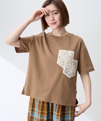 Petit Honfleur レースモチーフTシャツ【接触冷感・UVカット・オーガニックコットンブレンド】_variationthumb_1