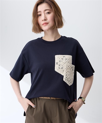 Petit Honfleur レースモチーフTシャツ【接触冷感・UVカット・オーガニックコットンブレンド】_variationthumb_2