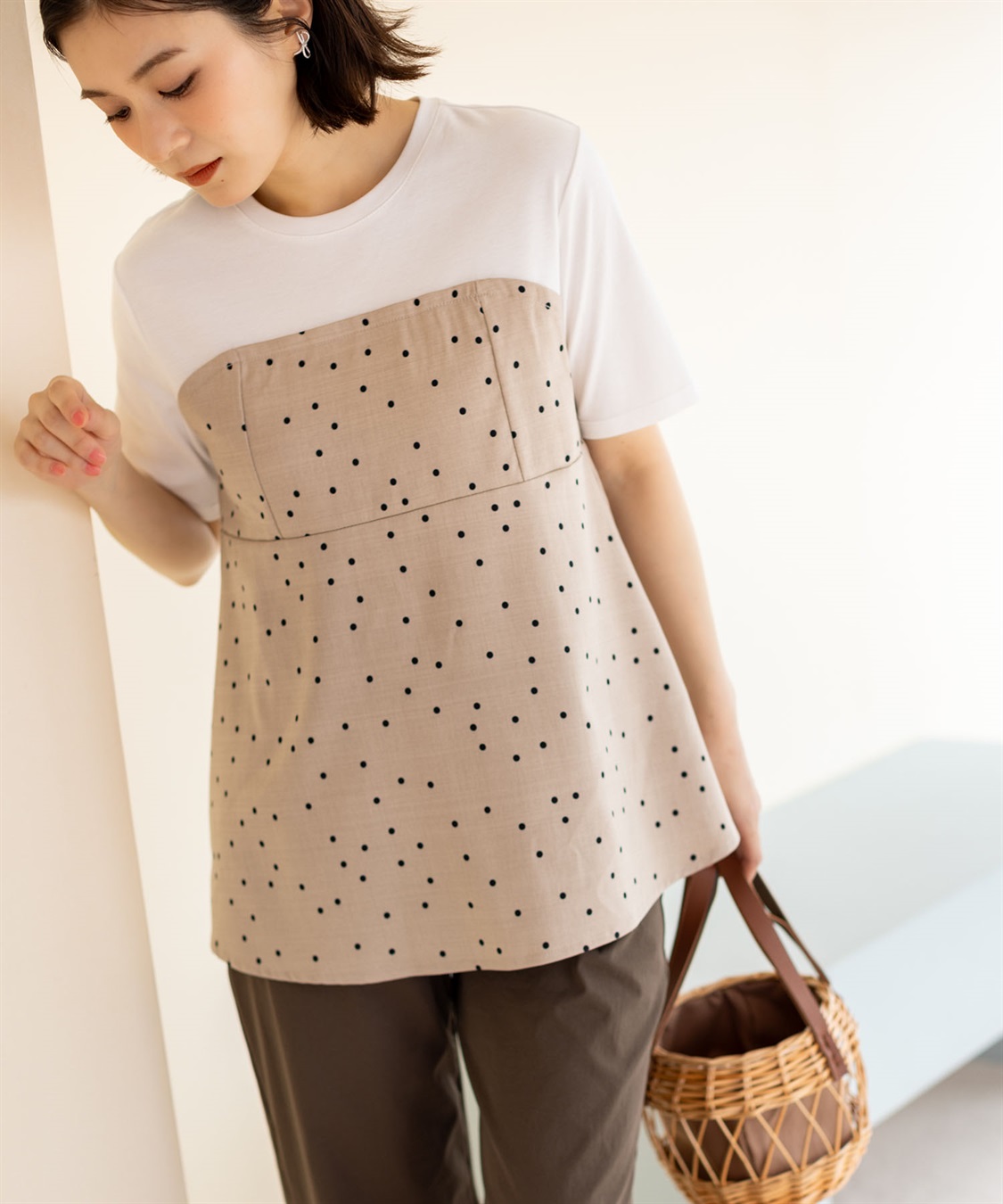 Petit Honfleur ビスチェレイヤード風Tシャツ【接触冷感・UVカット・オーガニックコットンブレンド】_variation_2