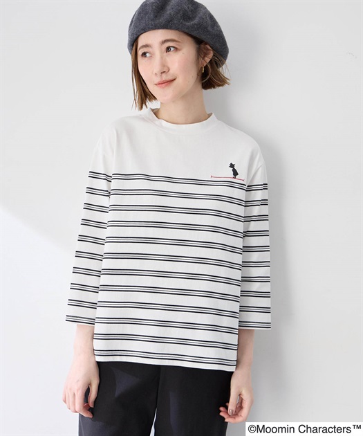 【ムーミン】パネルボーダー刺しゅうステッチTシャツ